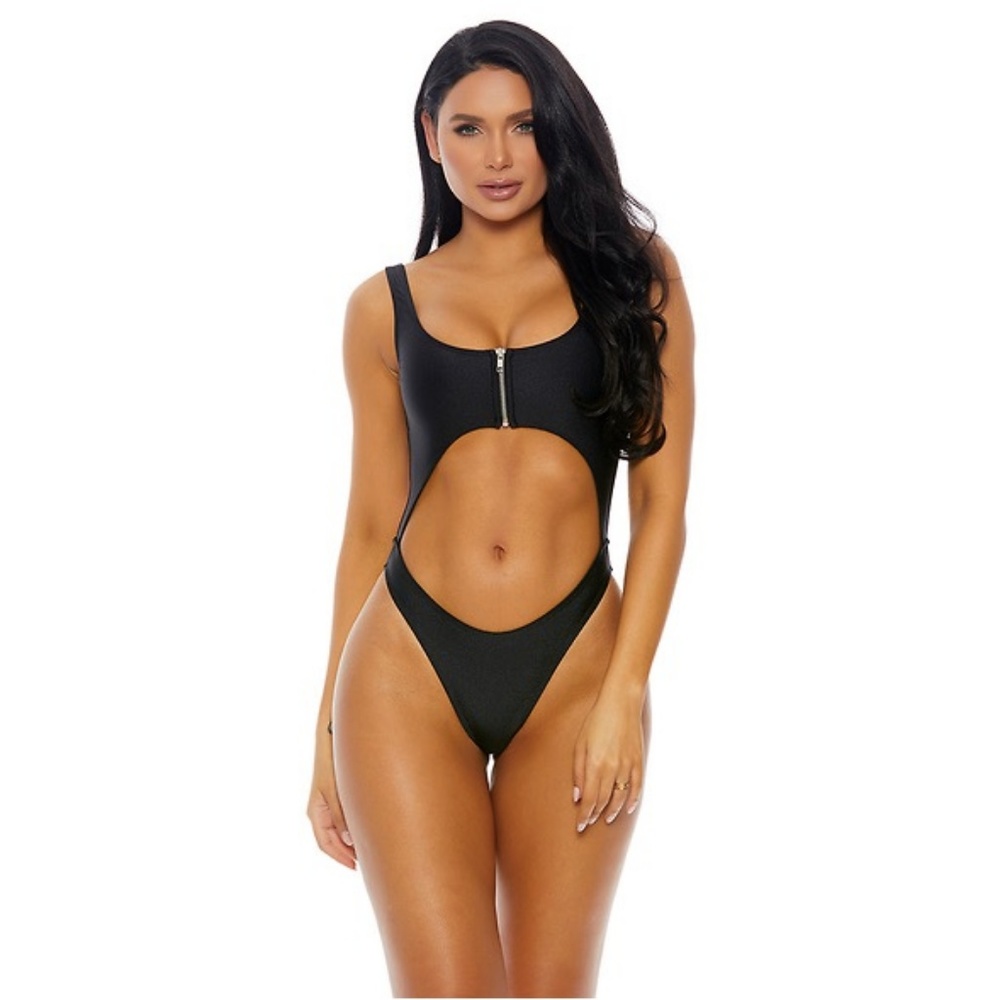 Black One Piece Swimsuit #1456